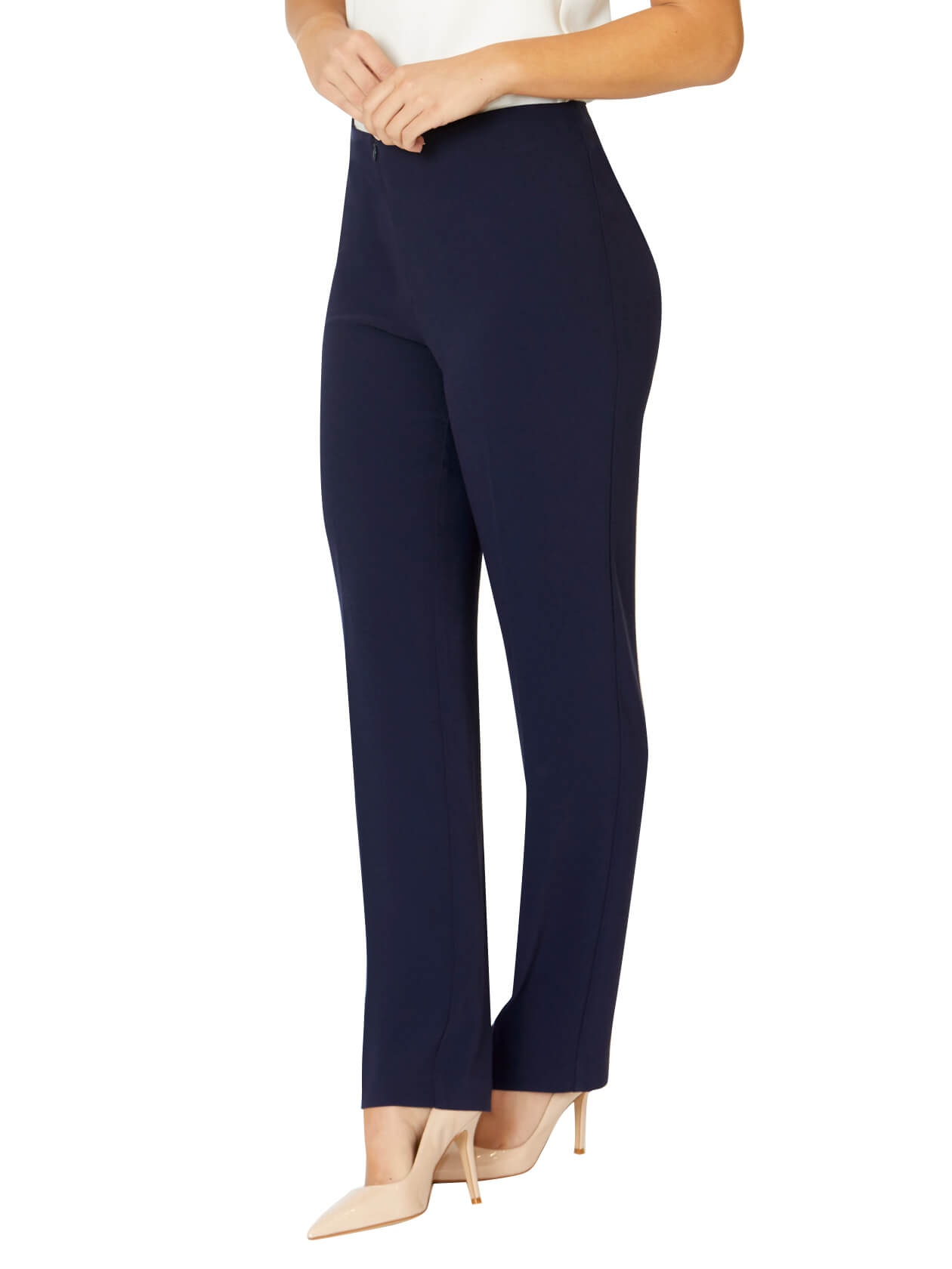 Navy Crepe Straight Leg Pant | Anthea Crawford