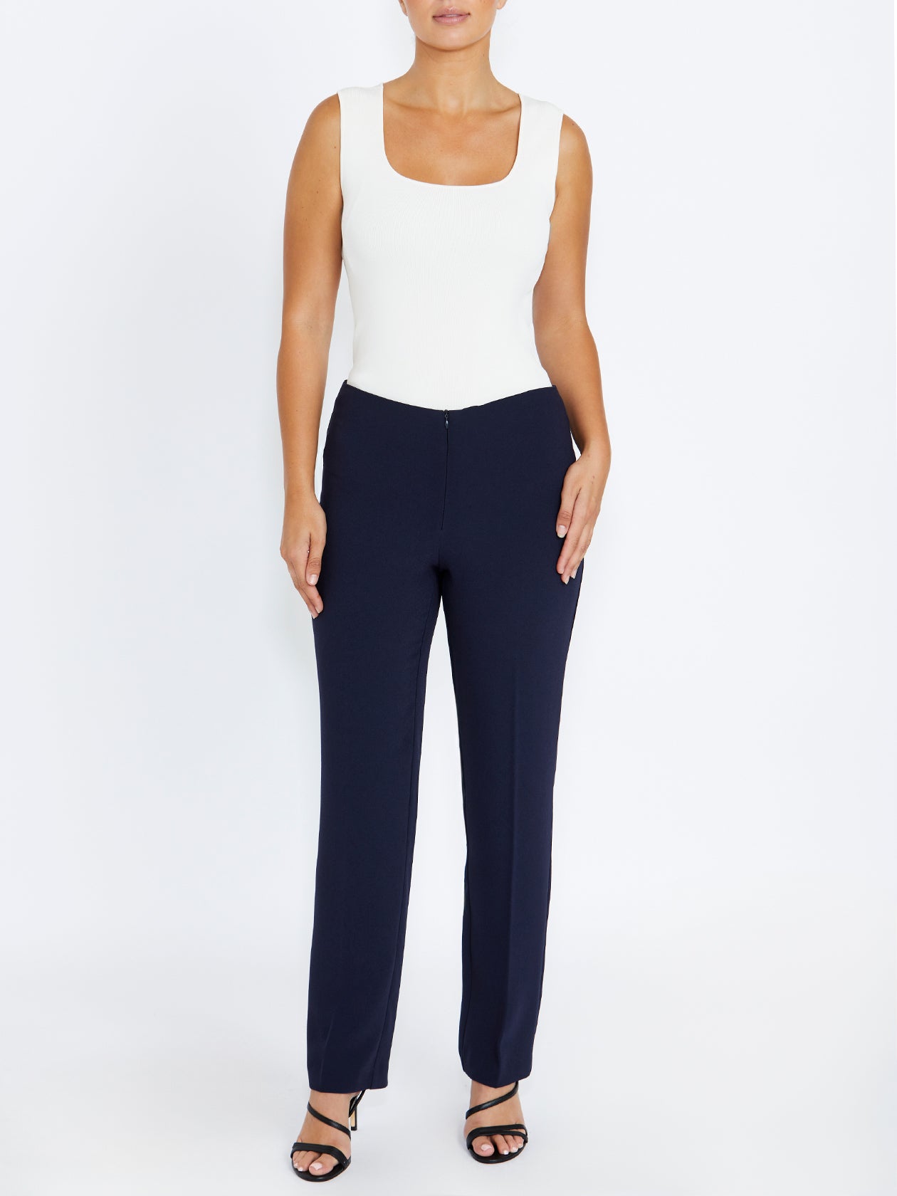 Women's Crepe Straight Leg Pant in Navy