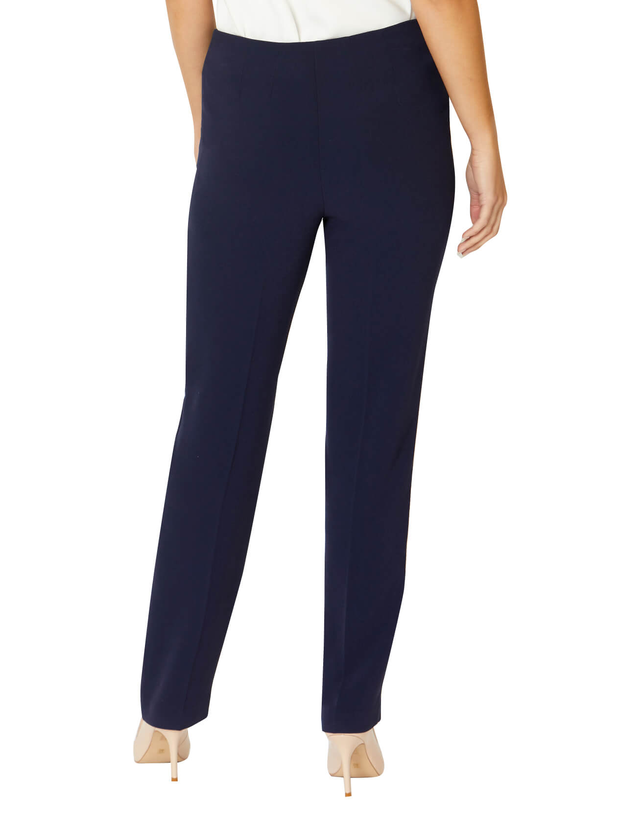 Navy Crepe Straight Leg Pant | Anthea Crawford