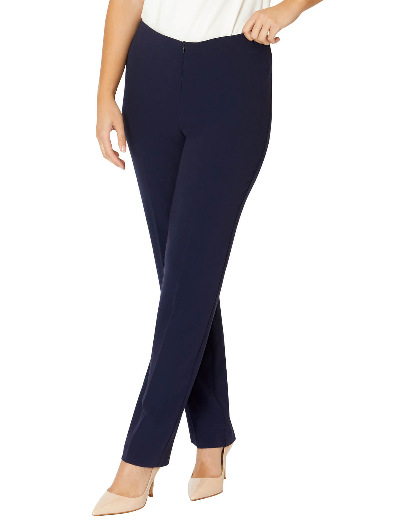 Navy Crepe Straight Leg Pant | Anthea Crawford