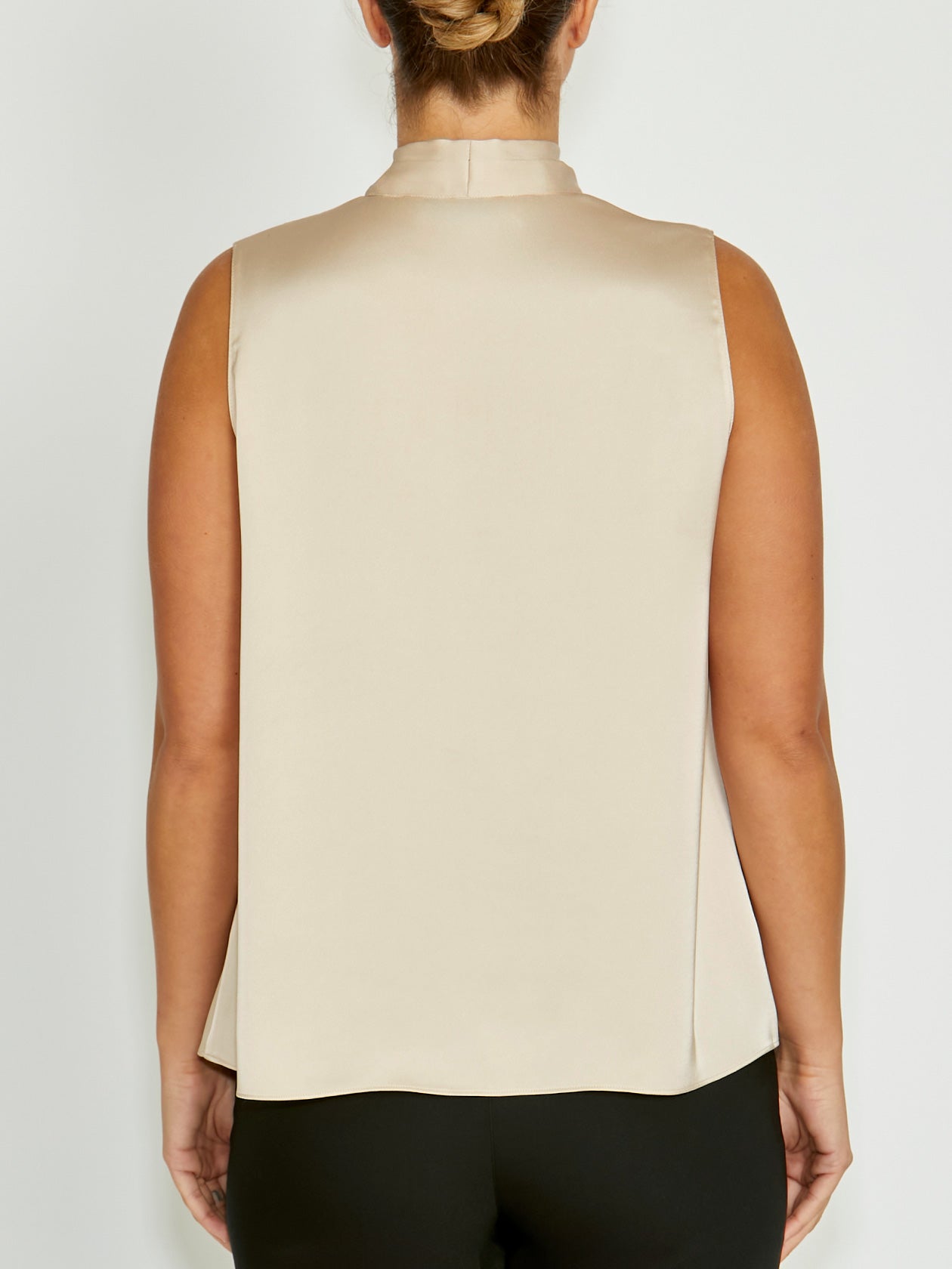 Women's Satin Bow Top in Beige | Chelsea