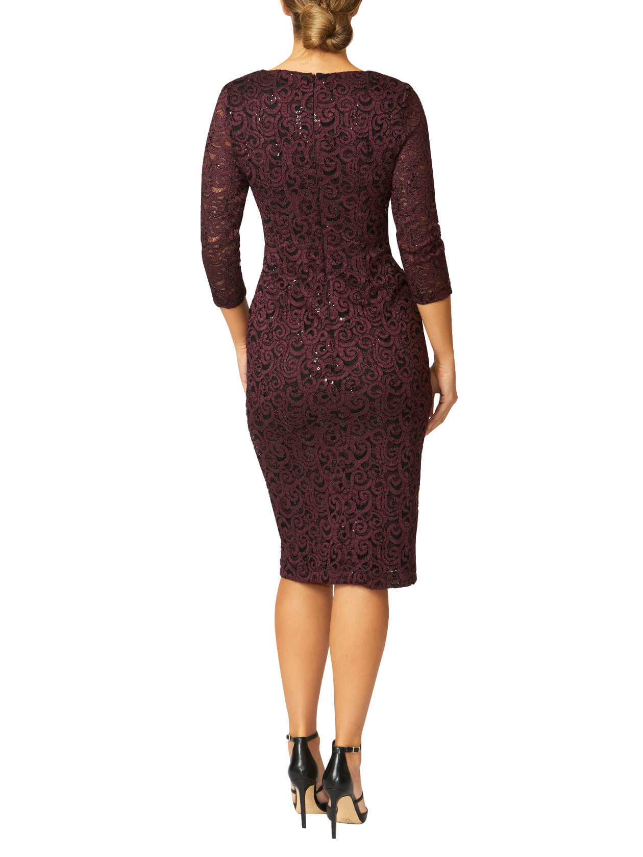Helena Plum Stretch Lace Dress