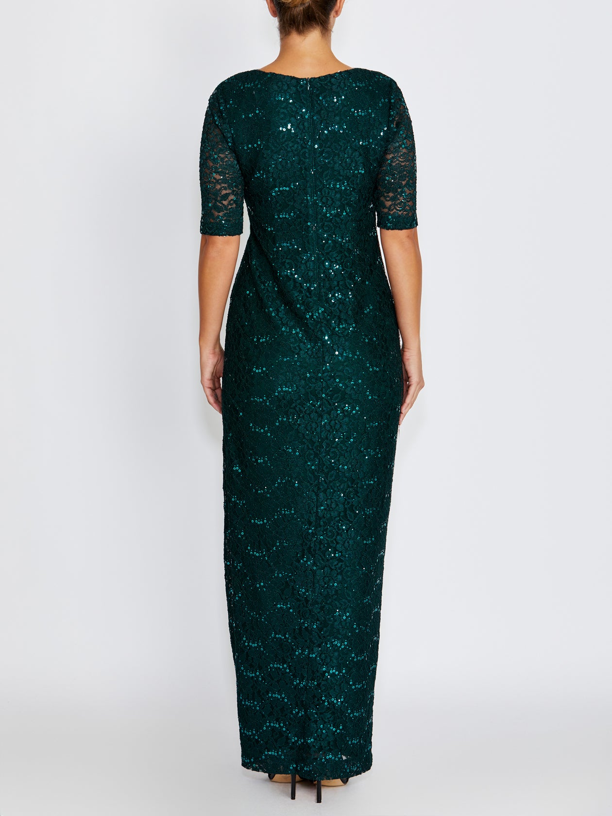 Helena Evergreen Stretch Lace Gown