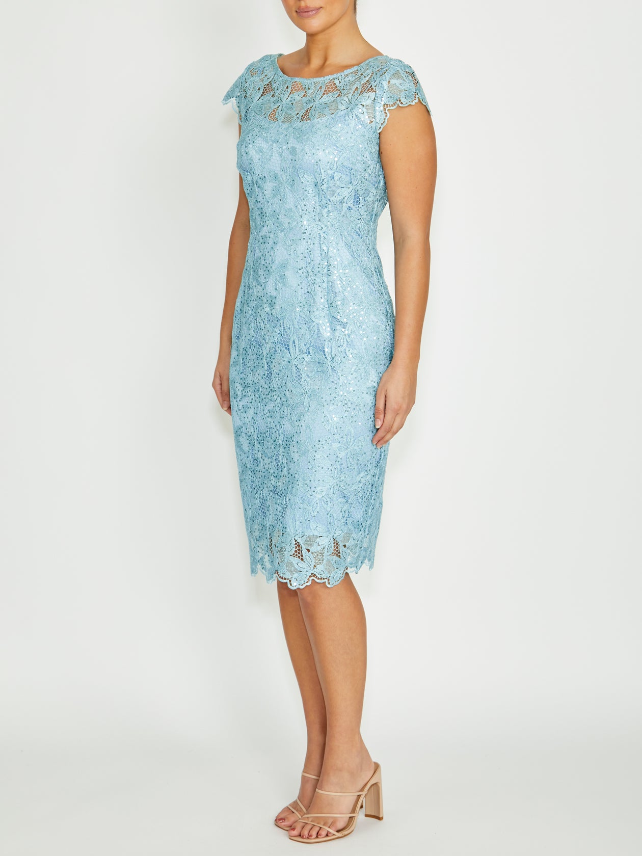 Women's Sequin Lace Easy Fit Dress in Green | Millicent