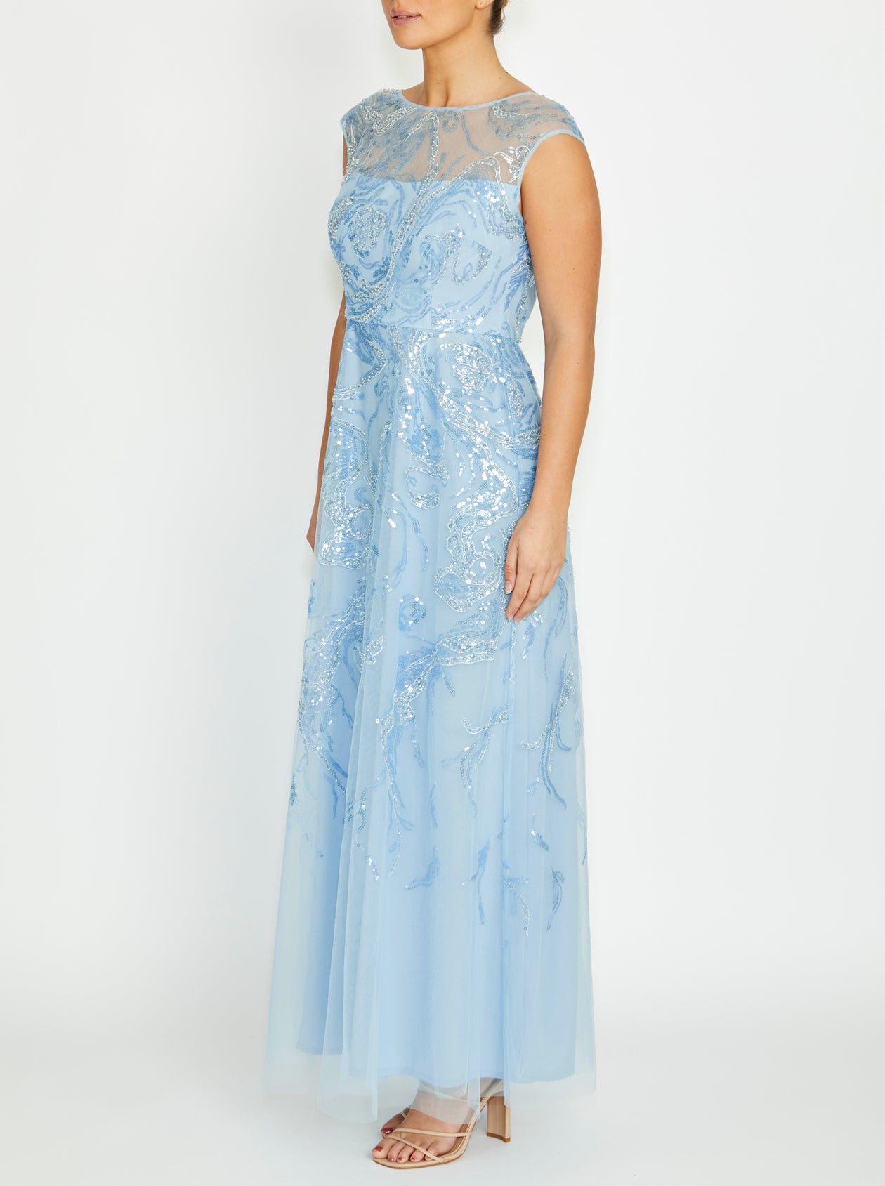 Catalina Sky Blue Sequin Gown