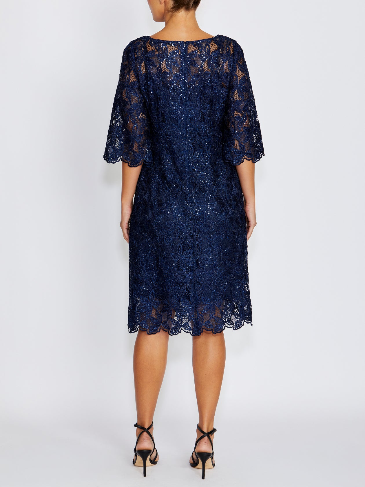 Noa Navy Sequin Lace Dress