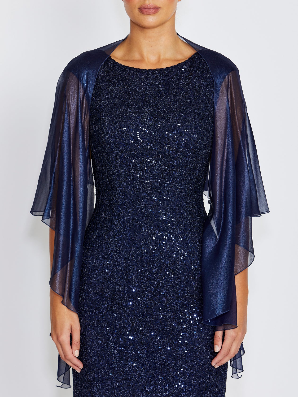 Women's Silk Scarf Shrug in Navy