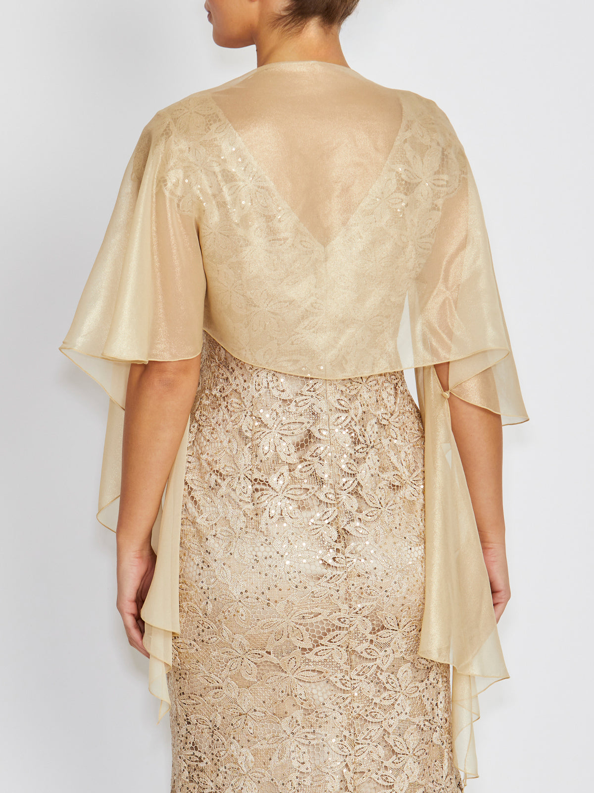 Fortuna Metallic Champagne Silk Shrug
