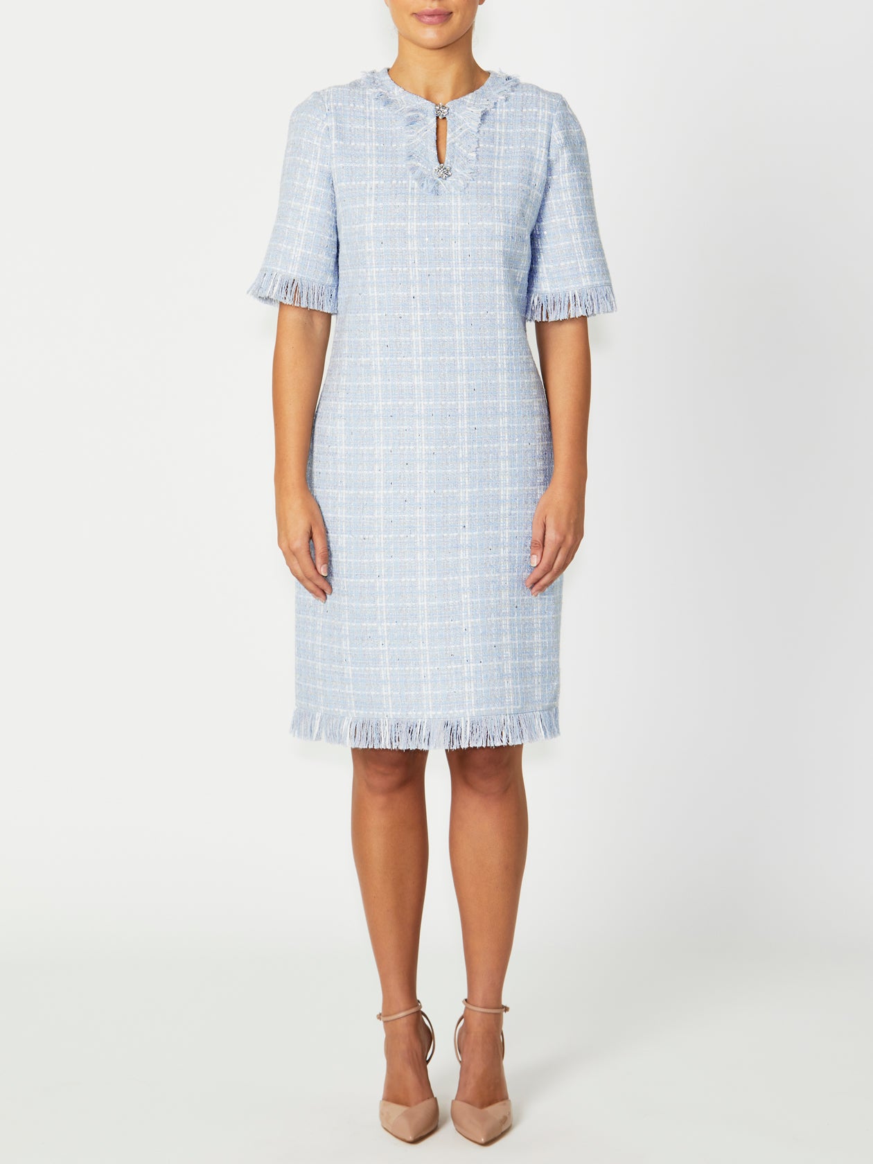 Women's Tweed Shift Dress in Blue | Lilly Women's Tweed Shift Dress in Blue | Lilly