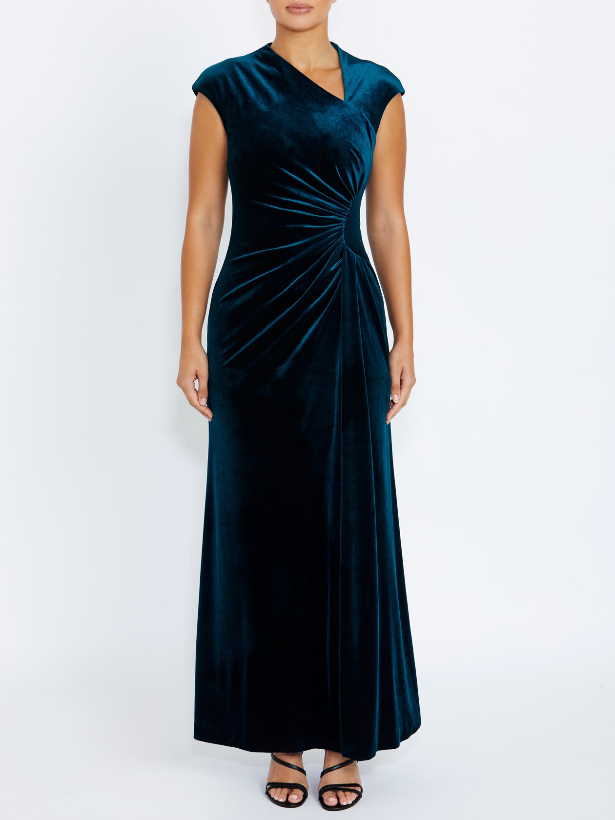 Women's Velour Floor Length Gown in Blue | Philomena