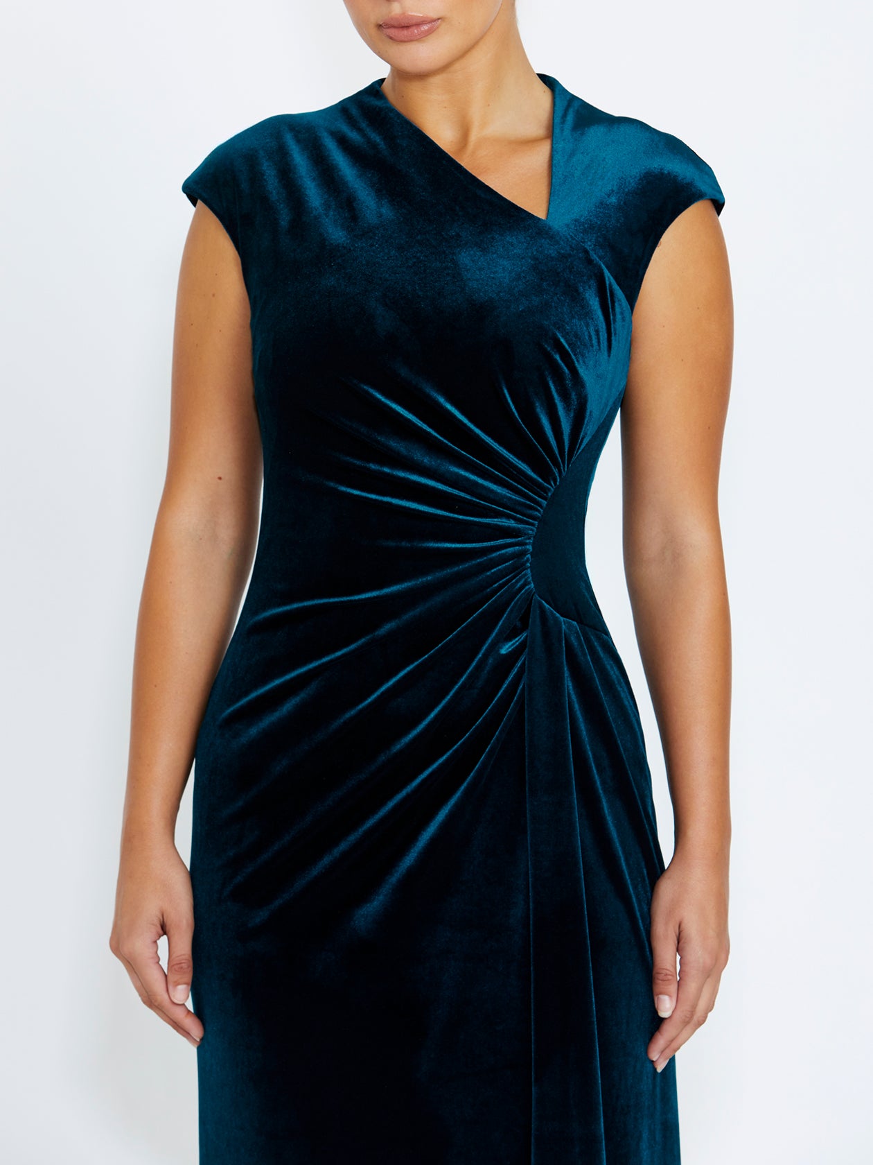 Women's Velour Floor Length Gown in Blue | Philomena
