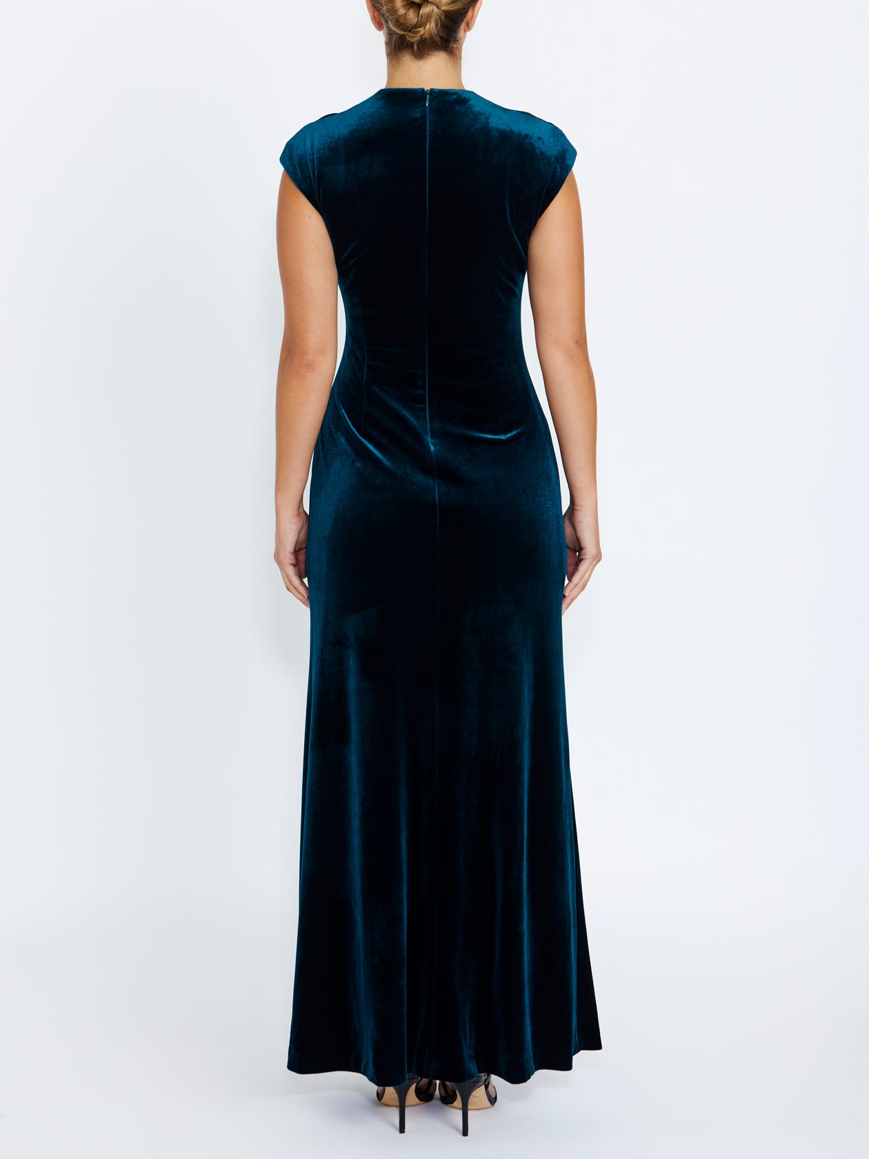 Women's Velour Floor Length Gown in Blue | Philomena