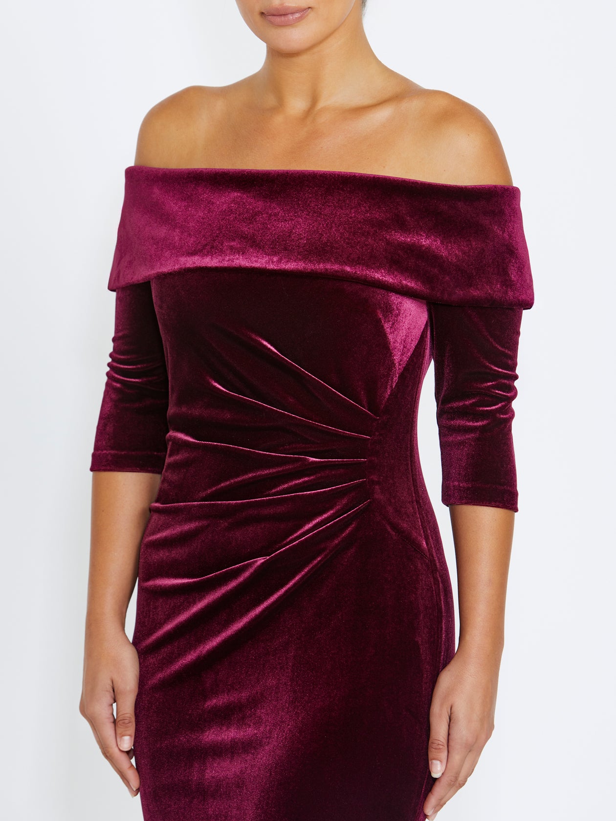 Women's Velour Floor Length Gown in Red | Elliana