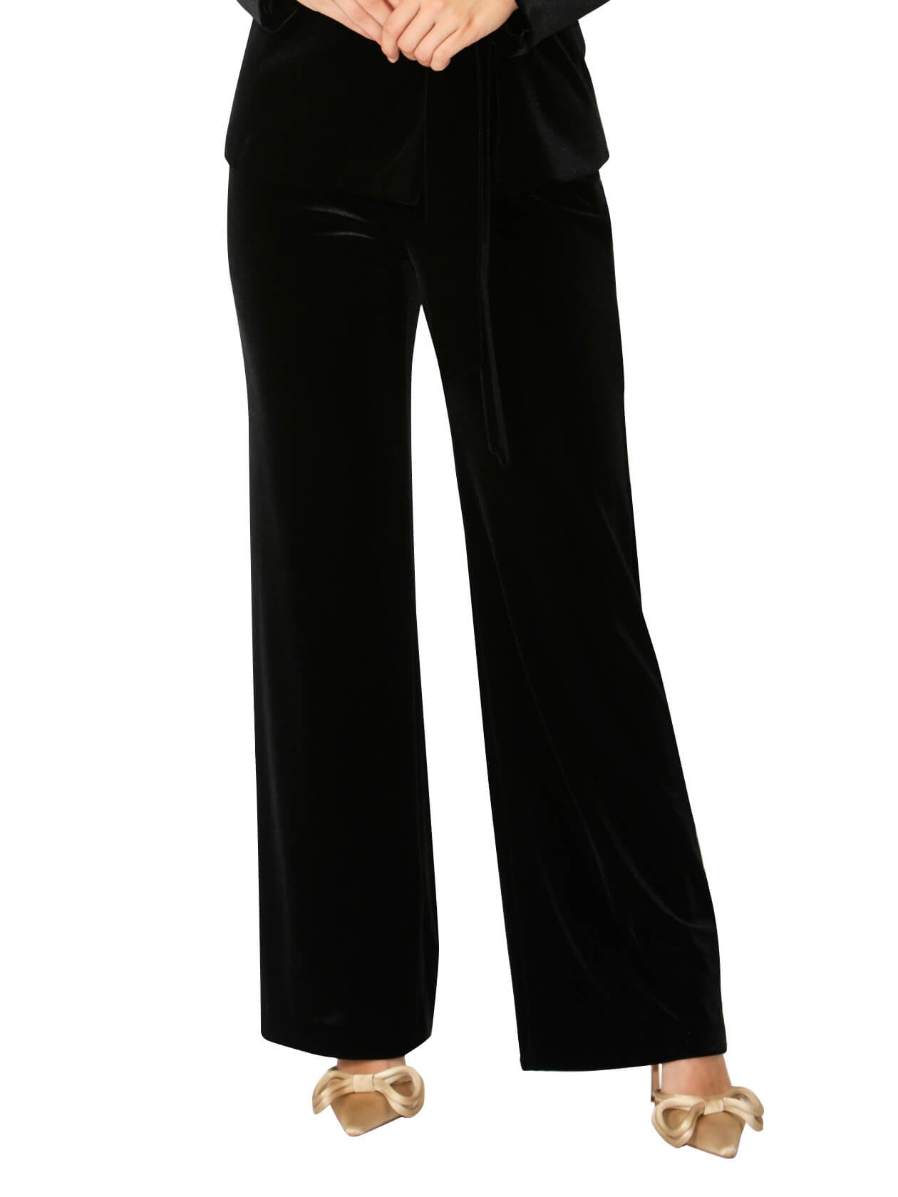 Regina Black Wide Leg Velour Pant