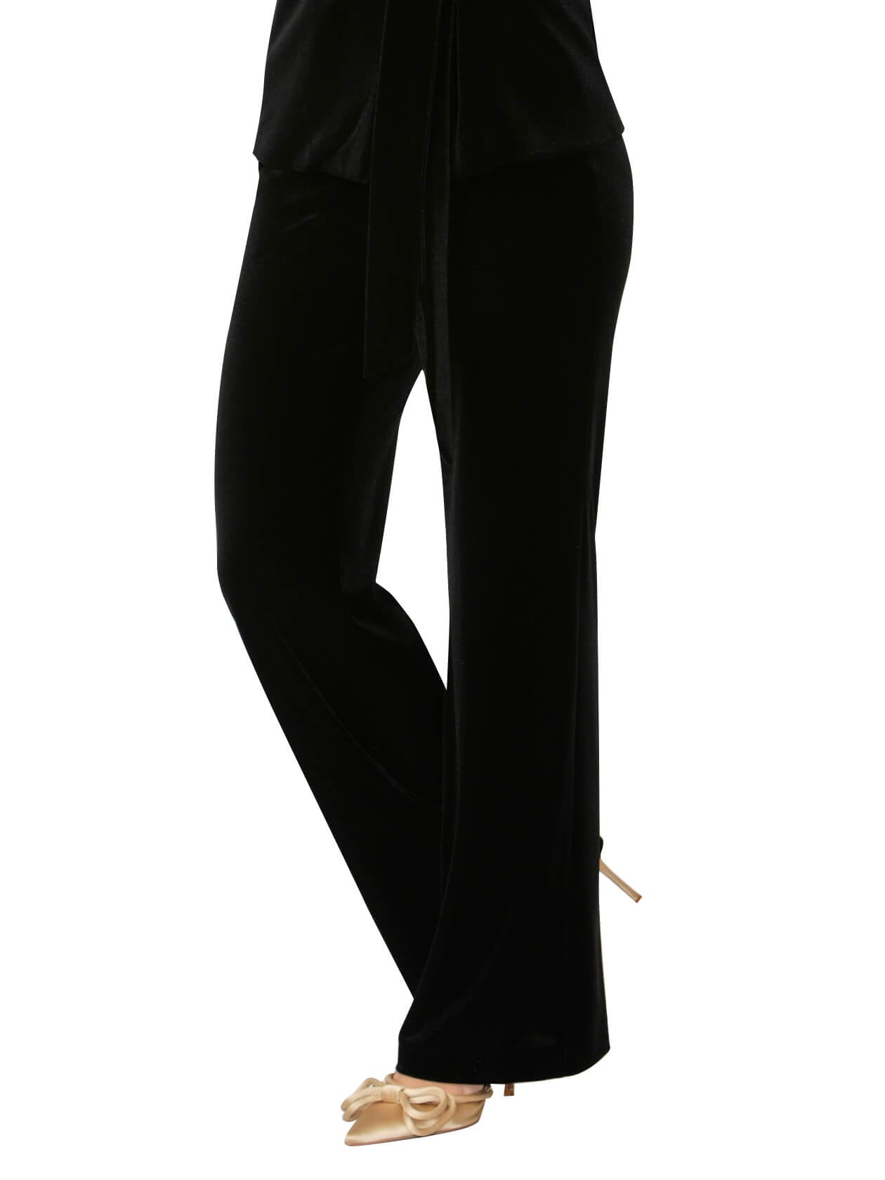 Regina Black Wide Leg Velour Pant