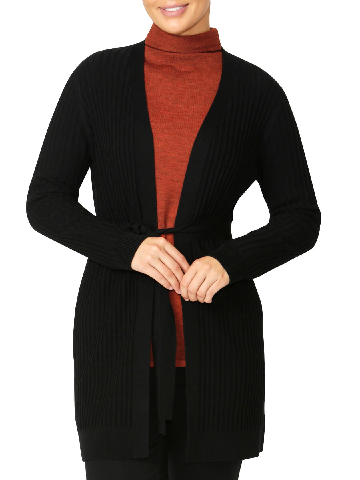 Blanca Black Ribbed Cardigan