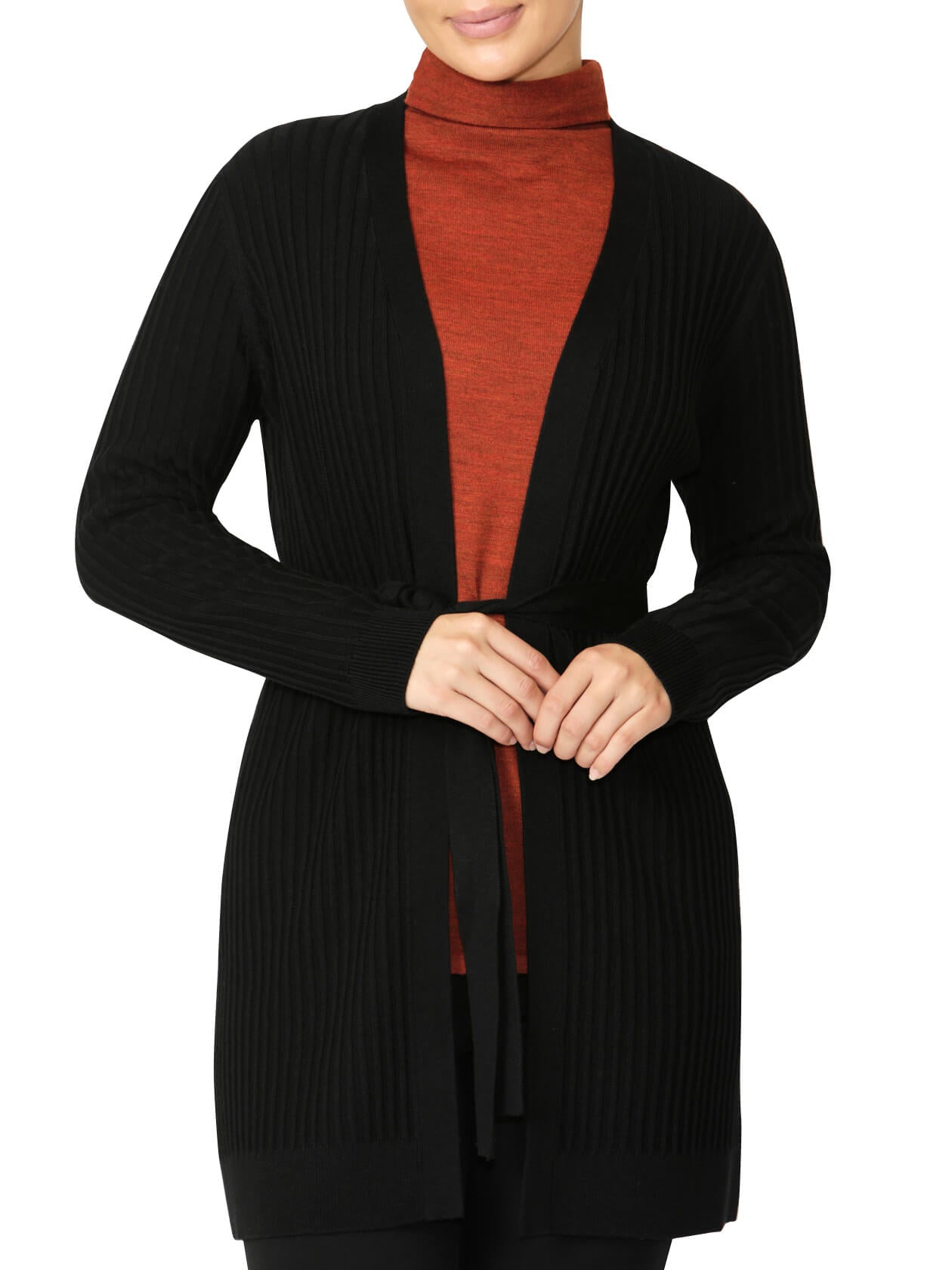 Blanca Black Ribbed Cardigan