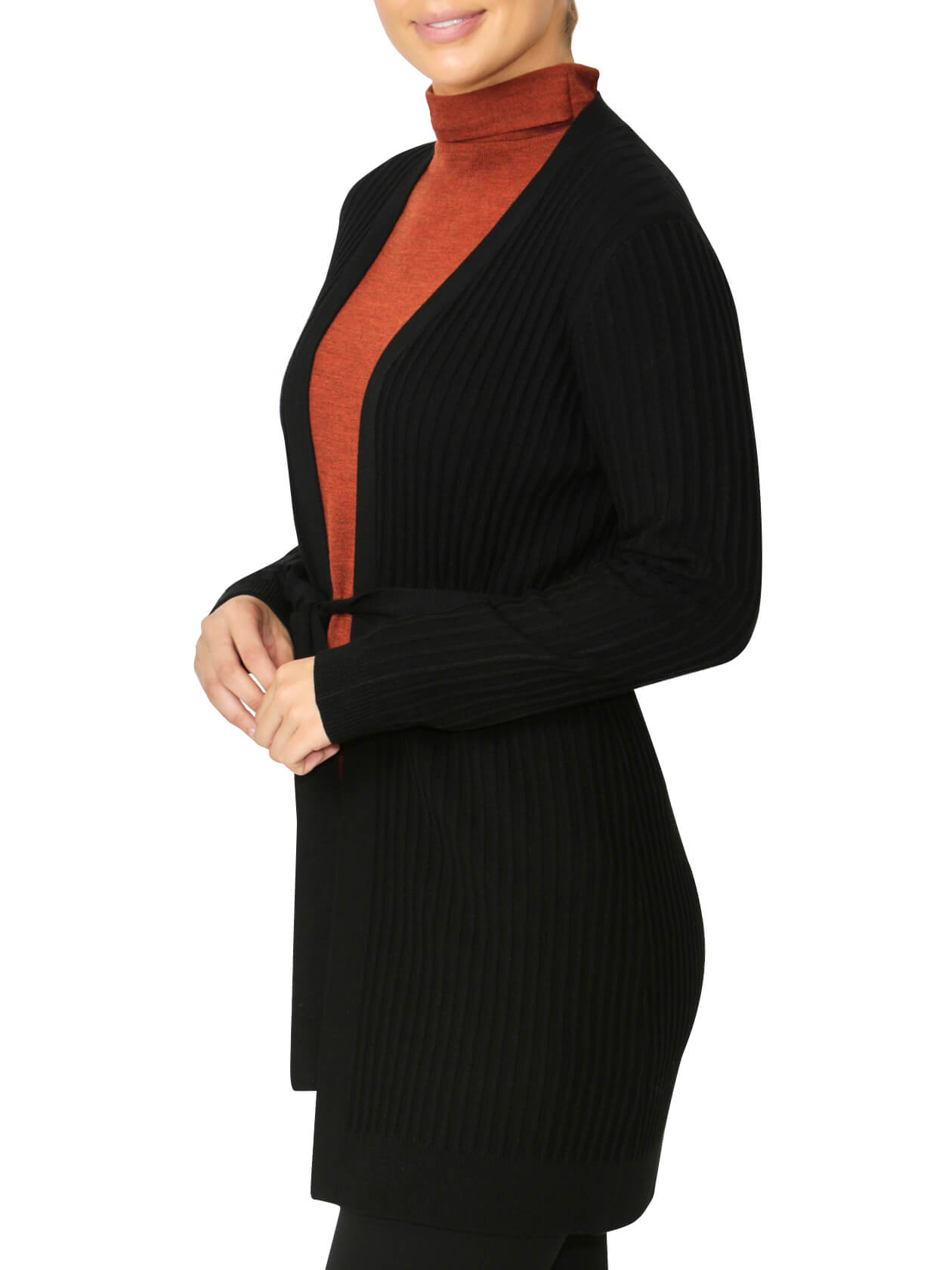 Blanca Black Ribbed Cardigan