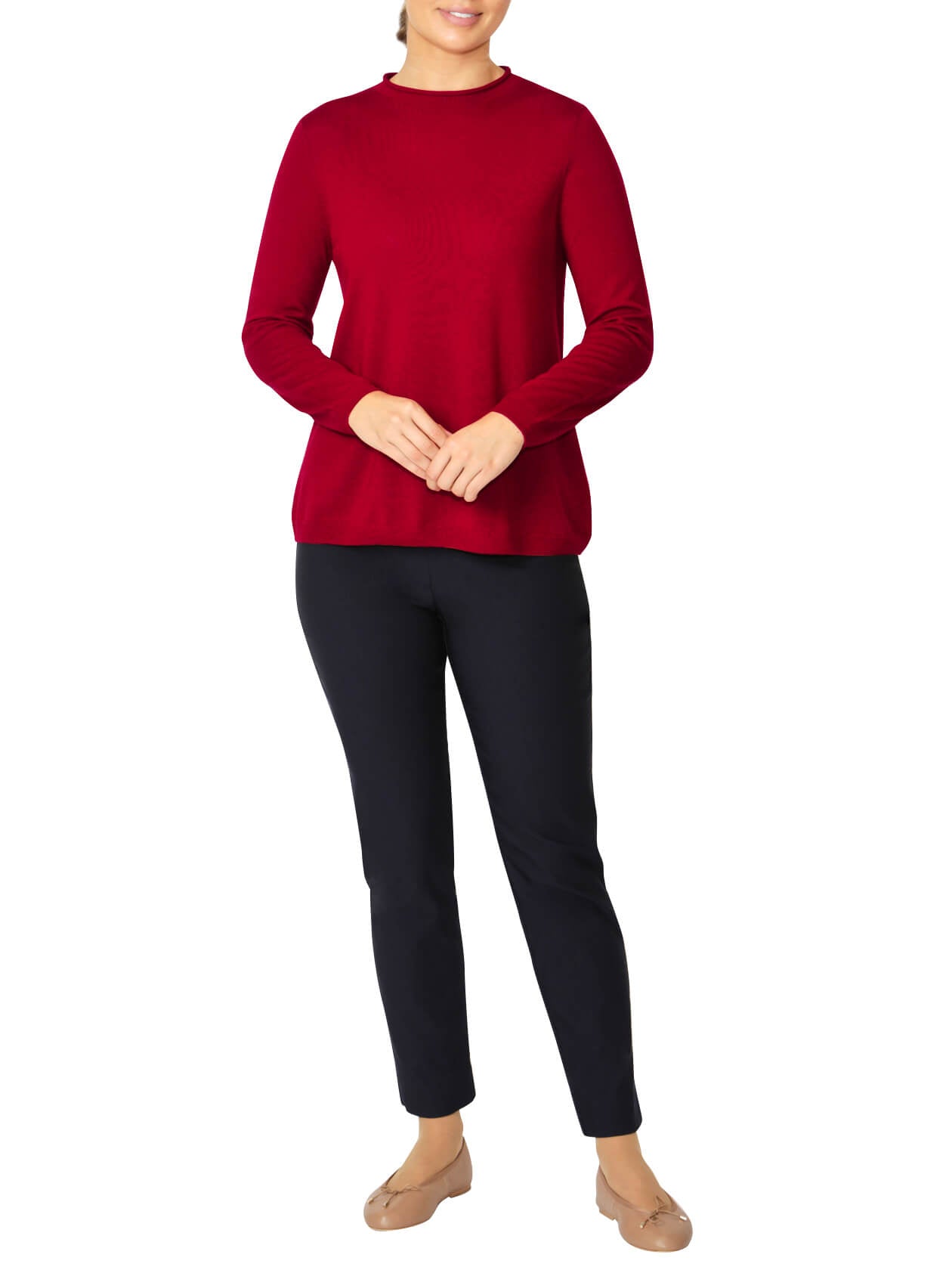 Gwen Red Funnel Neck Sweater