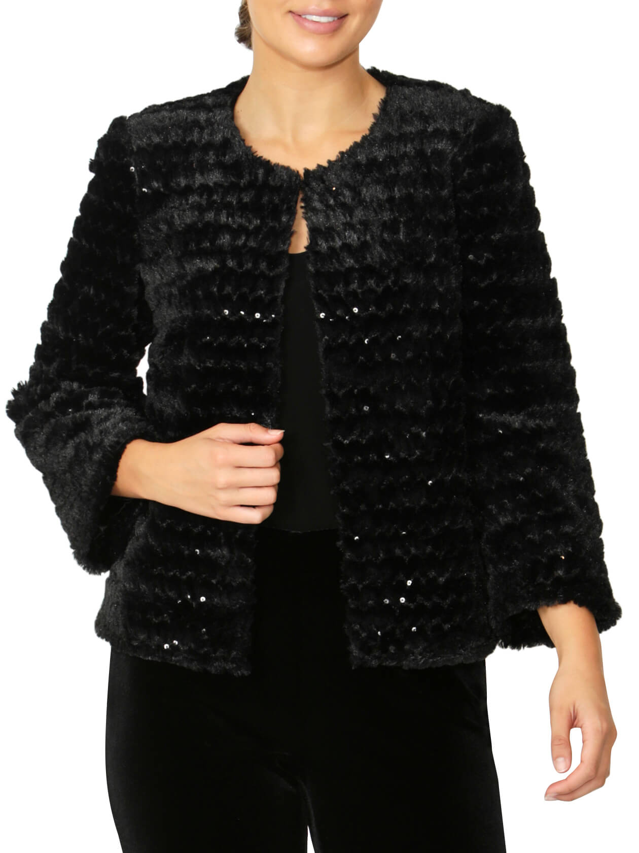 Estelle Black Faux Fur Jacket