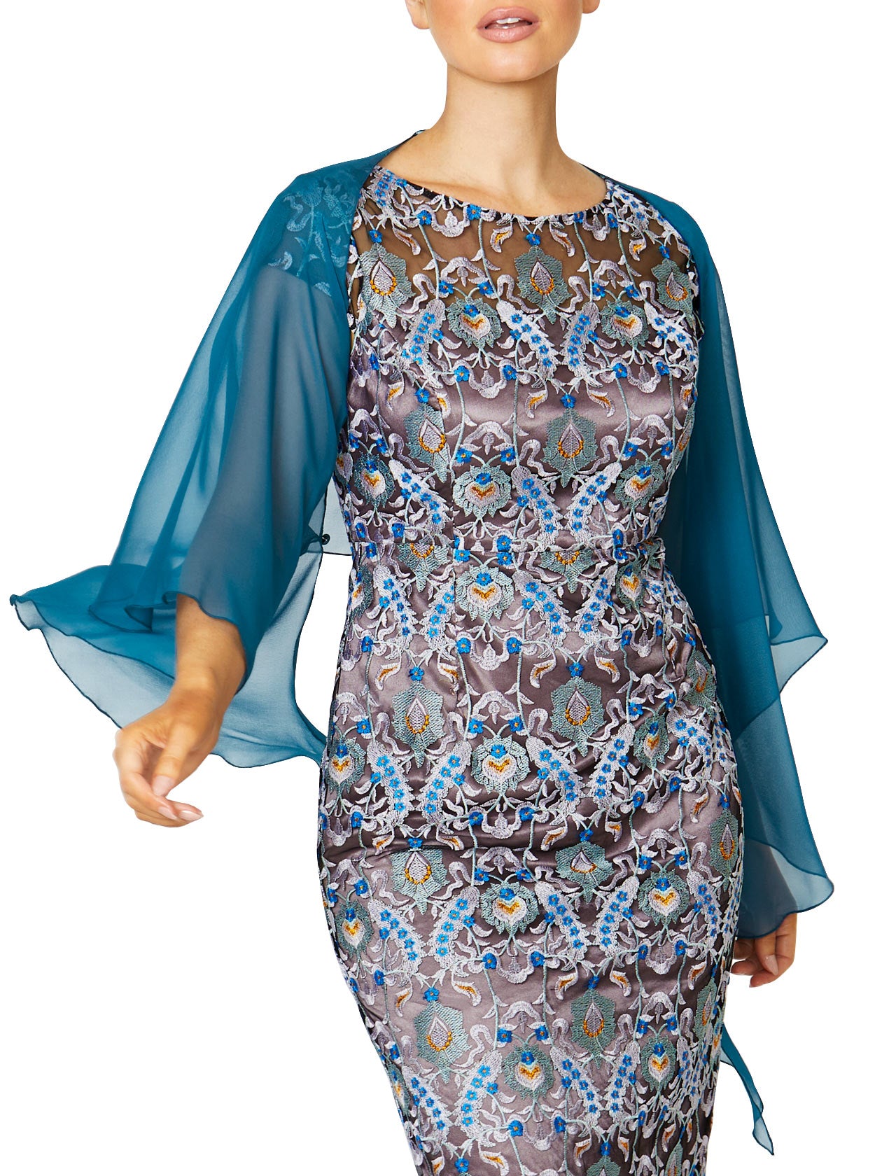 Petrol Blue Silk Shrug