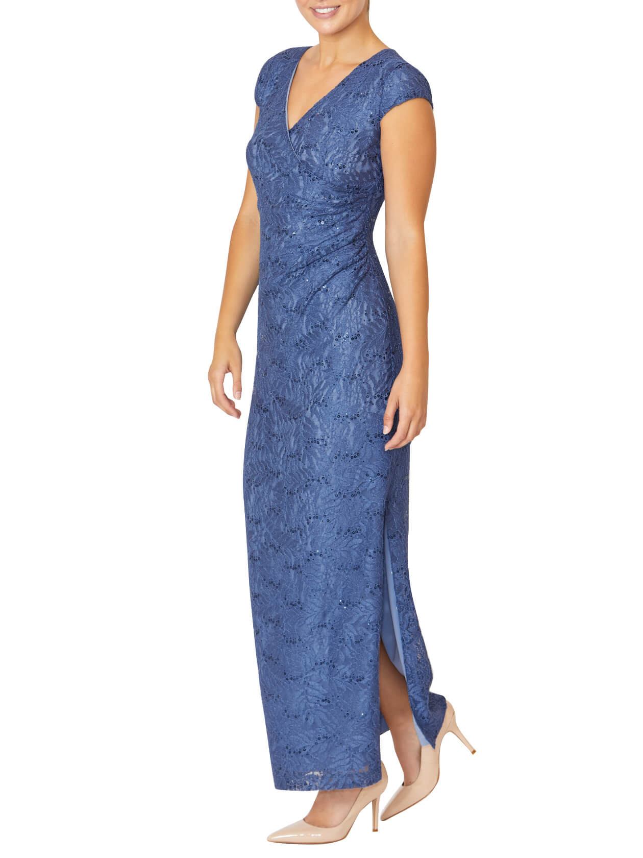Aurelia Blue Stretch Lace Gown