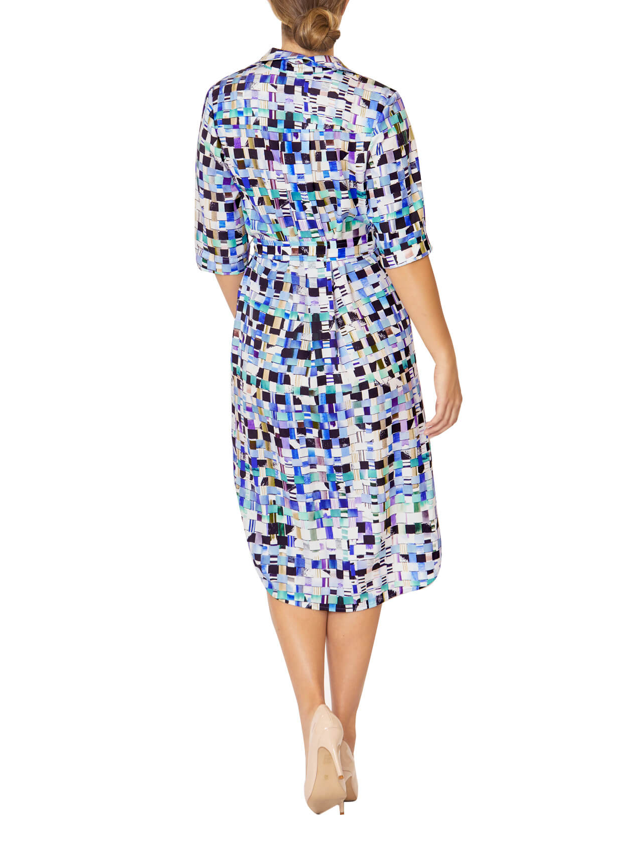 Letty Blue Lattice Shirtdress