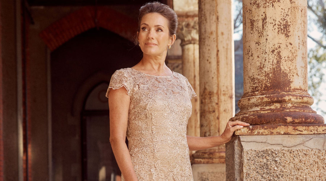 Millicent Champagne Sequin Lace Gown