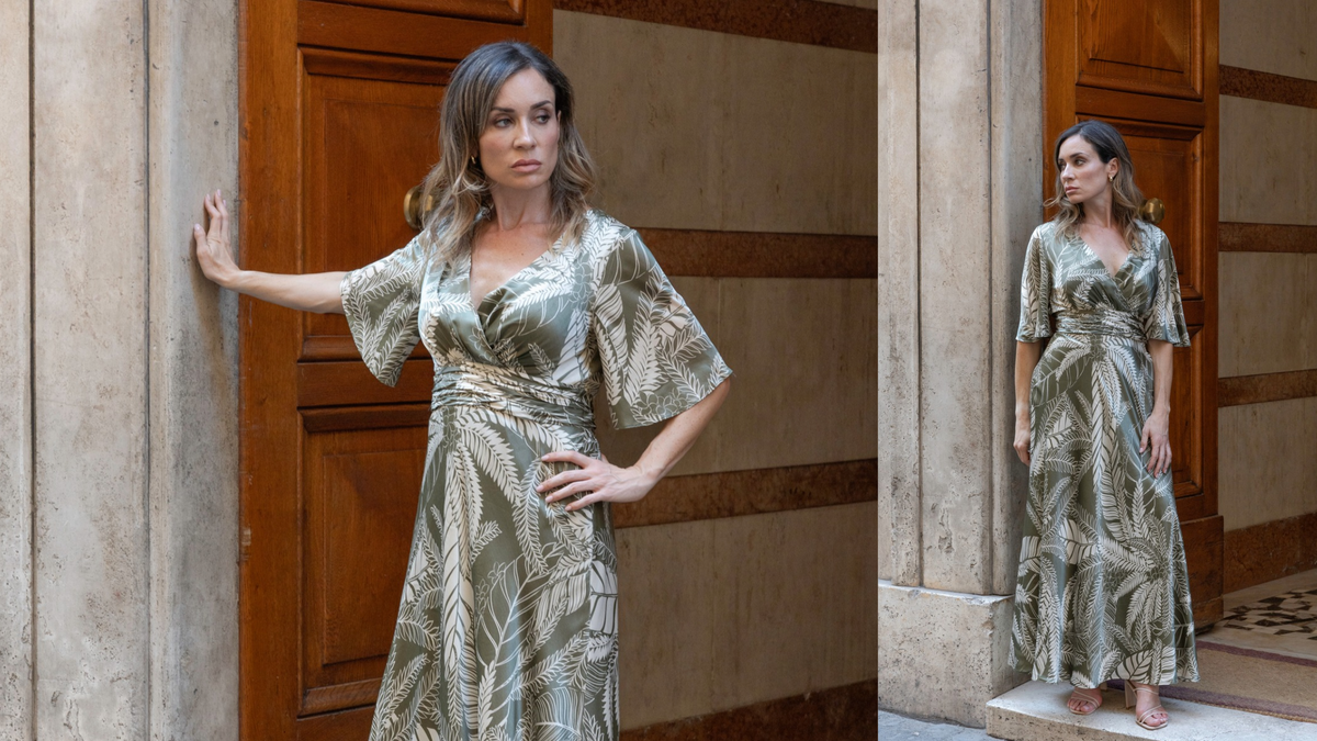 Elena Palm Print Maxi Dress