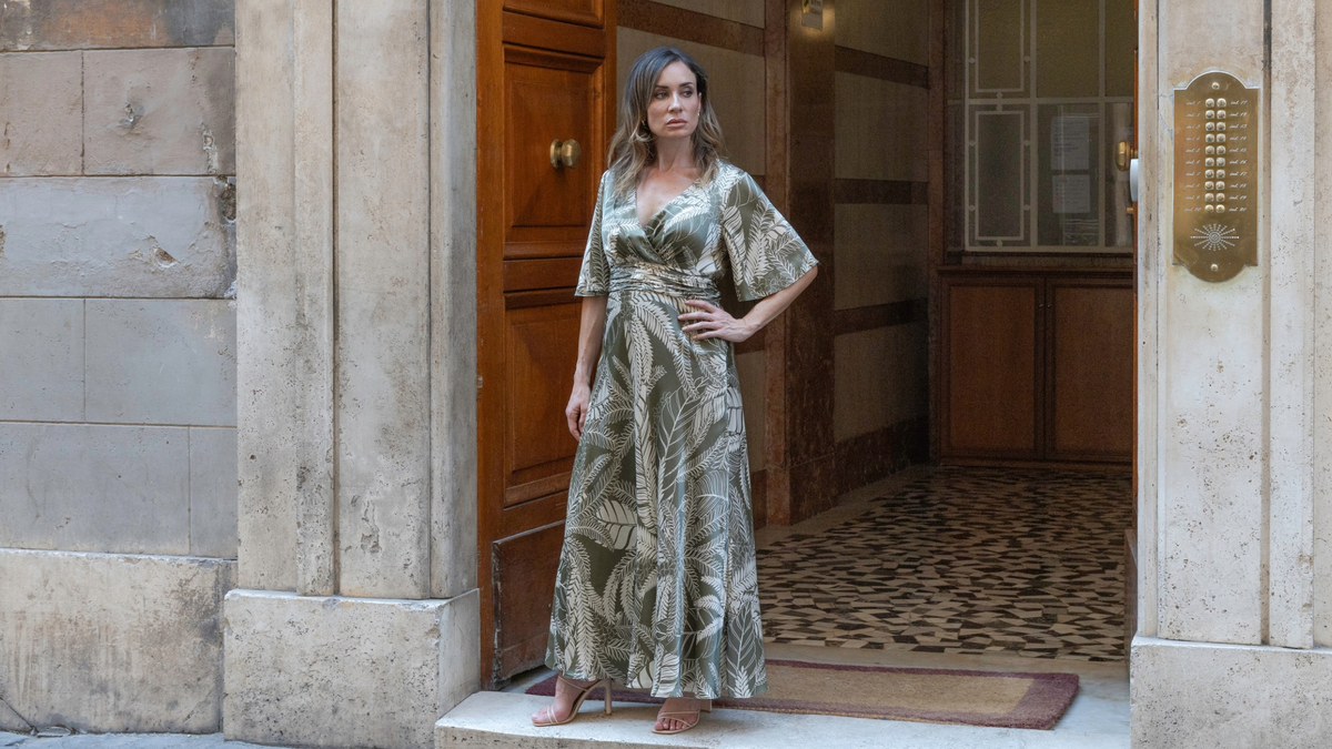 Elena Palm Print Maxi Dress