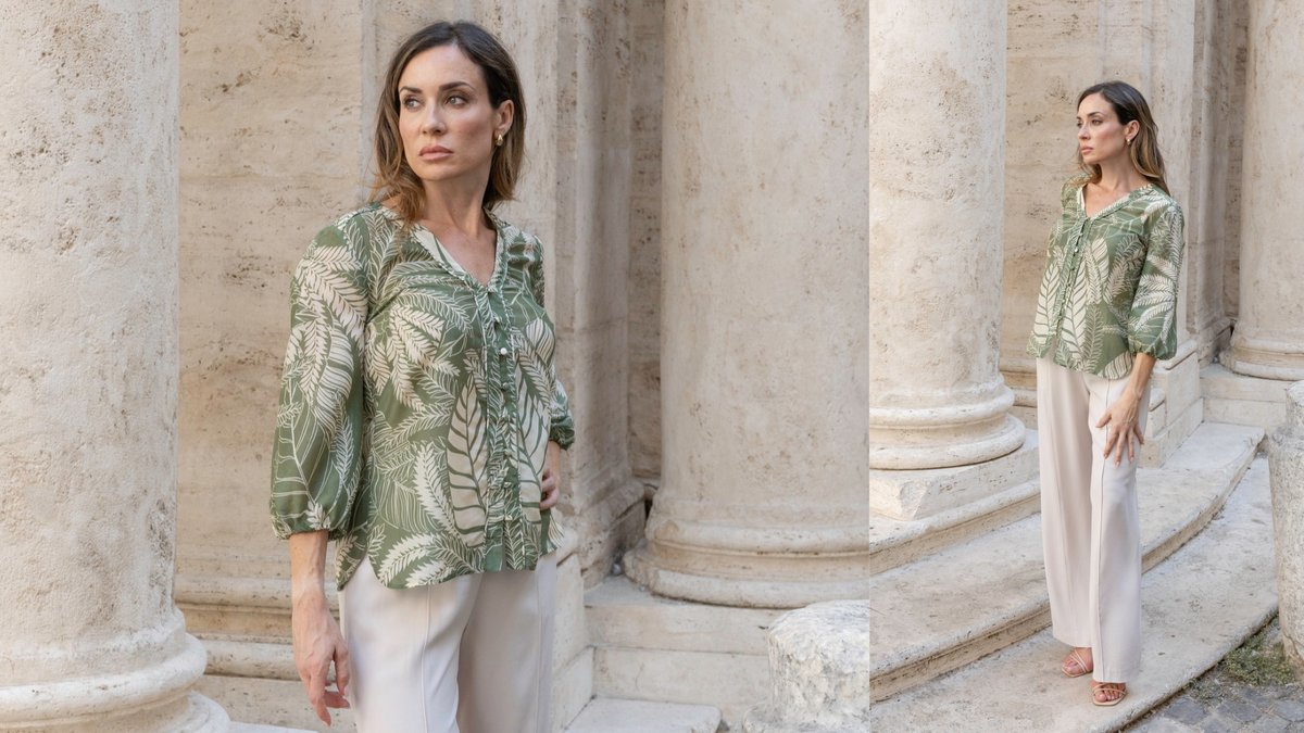 Selma Palm Print Blouse