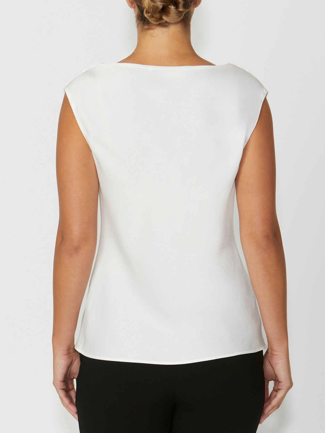 Women's Crepe Cowl Neck Drape Front Top in Ivory | Harmony