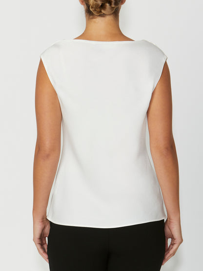 Women's Crepe Cowl Neck Drape Front Top in Ivory | Harmony
