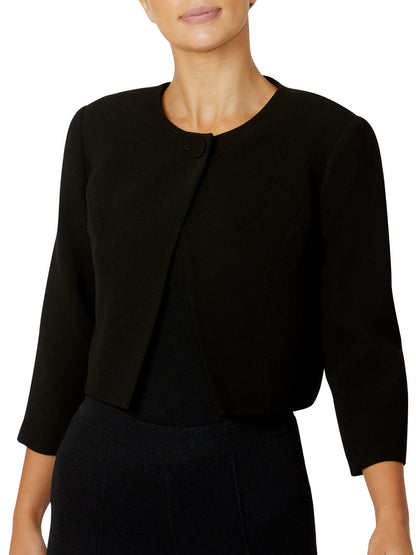 Women's Crepe Cropped Crossover Front Jacket in Black | Jackie