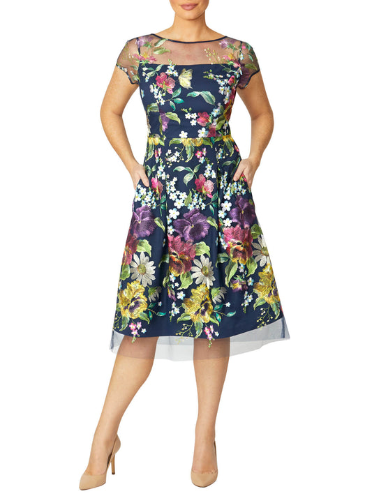 Hannah Navy Floral A-Line Dress