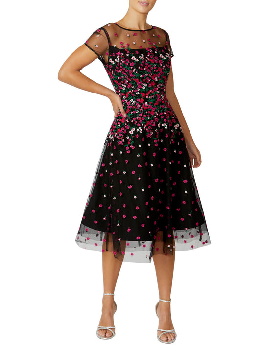 Leila Black and Pink A-Line Dress