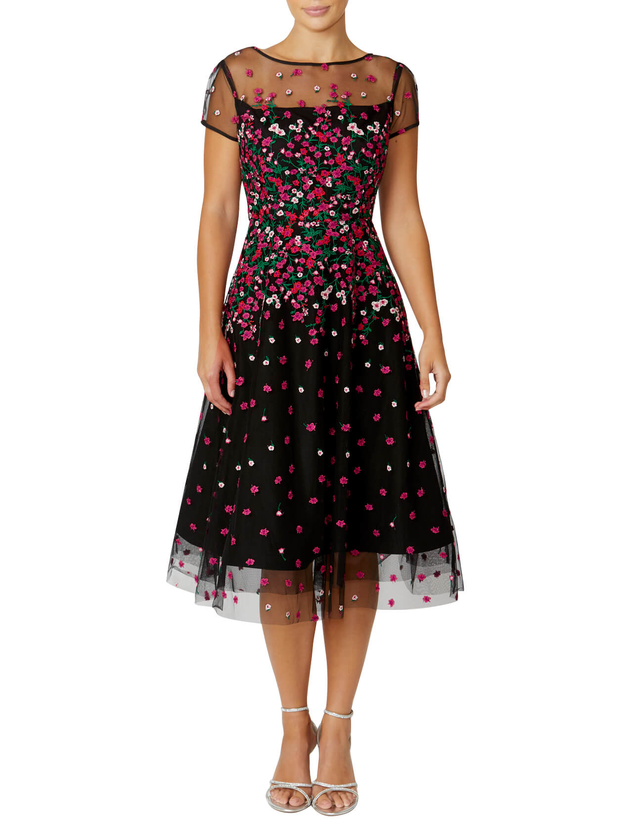 Leila Black and Pink A-Line Dress