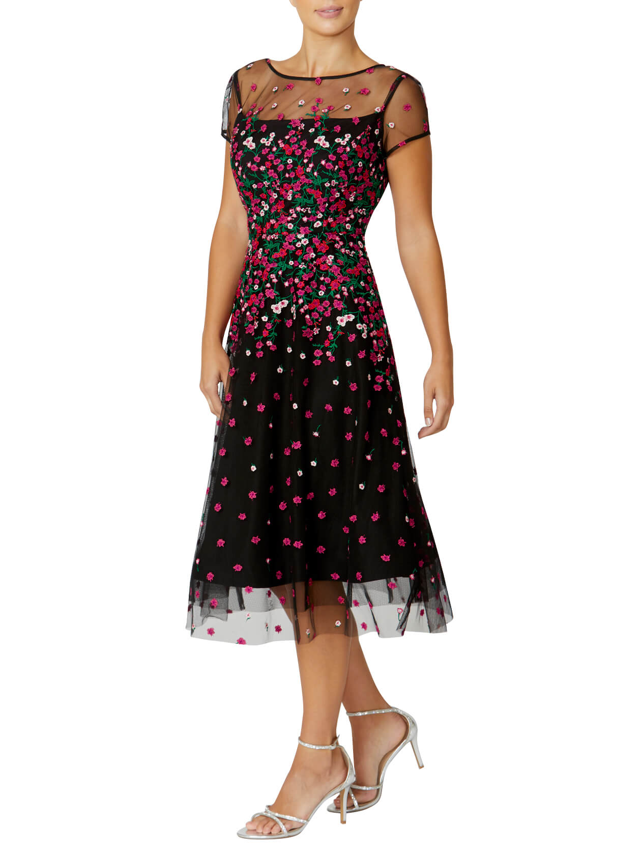 Leila Black and Pink A-Line Dress