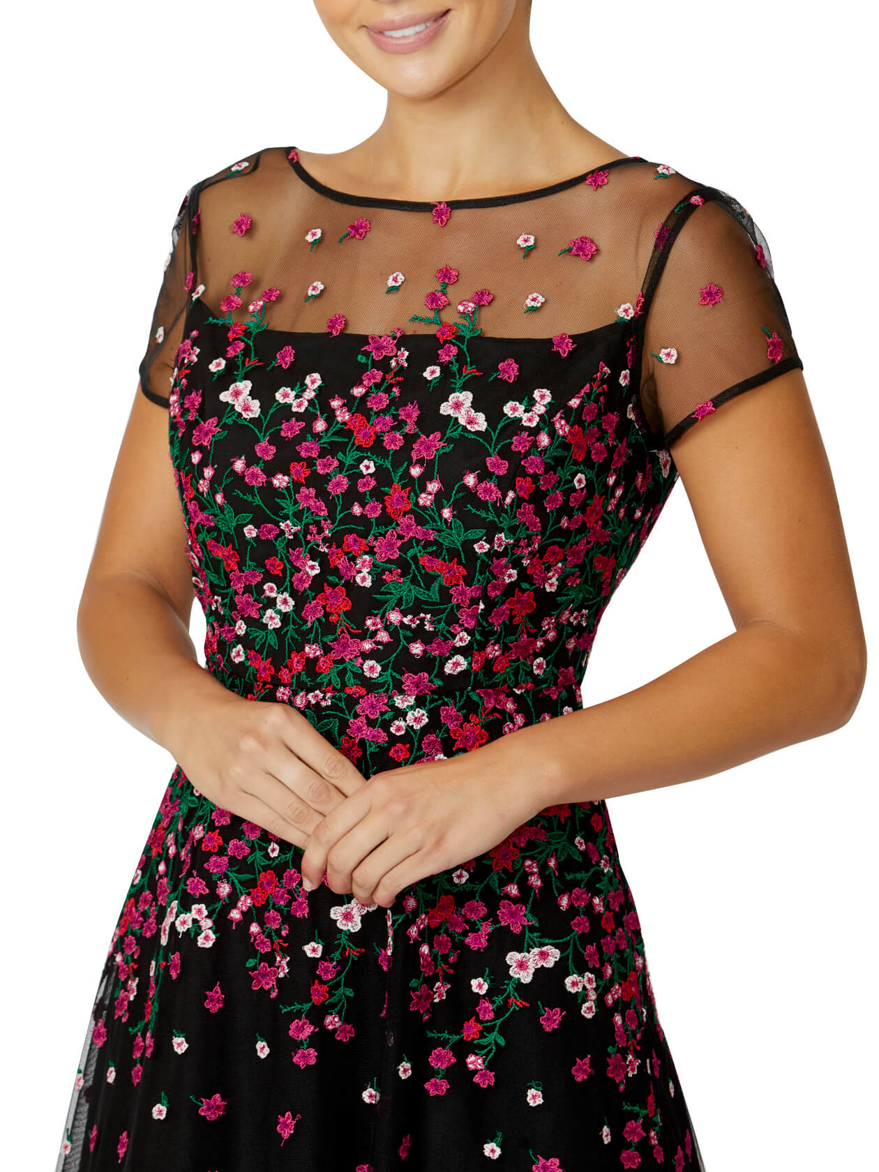 Leila Black and Pink A-Line Dress