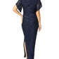 Ella Navy Stretch Lace Gown