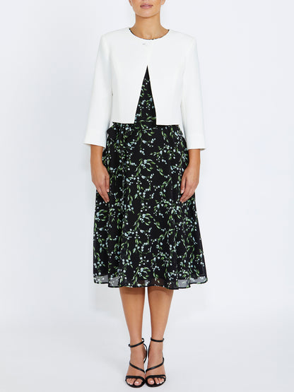 Women's Crepe Cropped Crossover Front Jacket in Ivory | Jackie