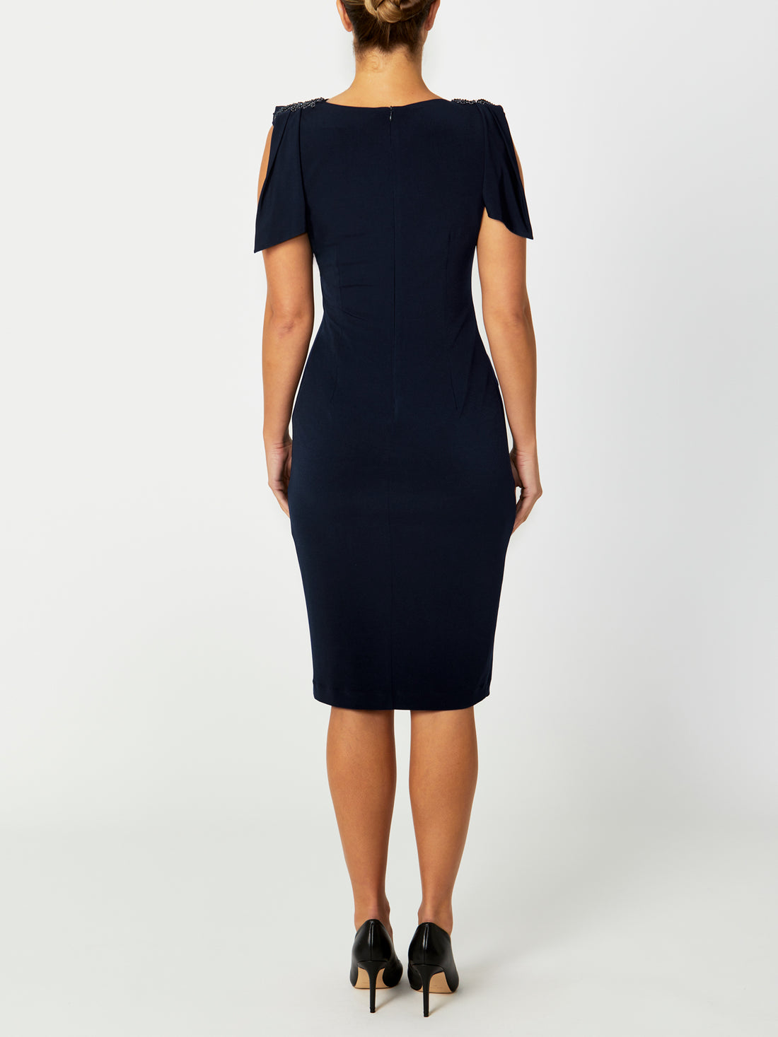 Navy Asymmetrical Gathered Dress main image 0