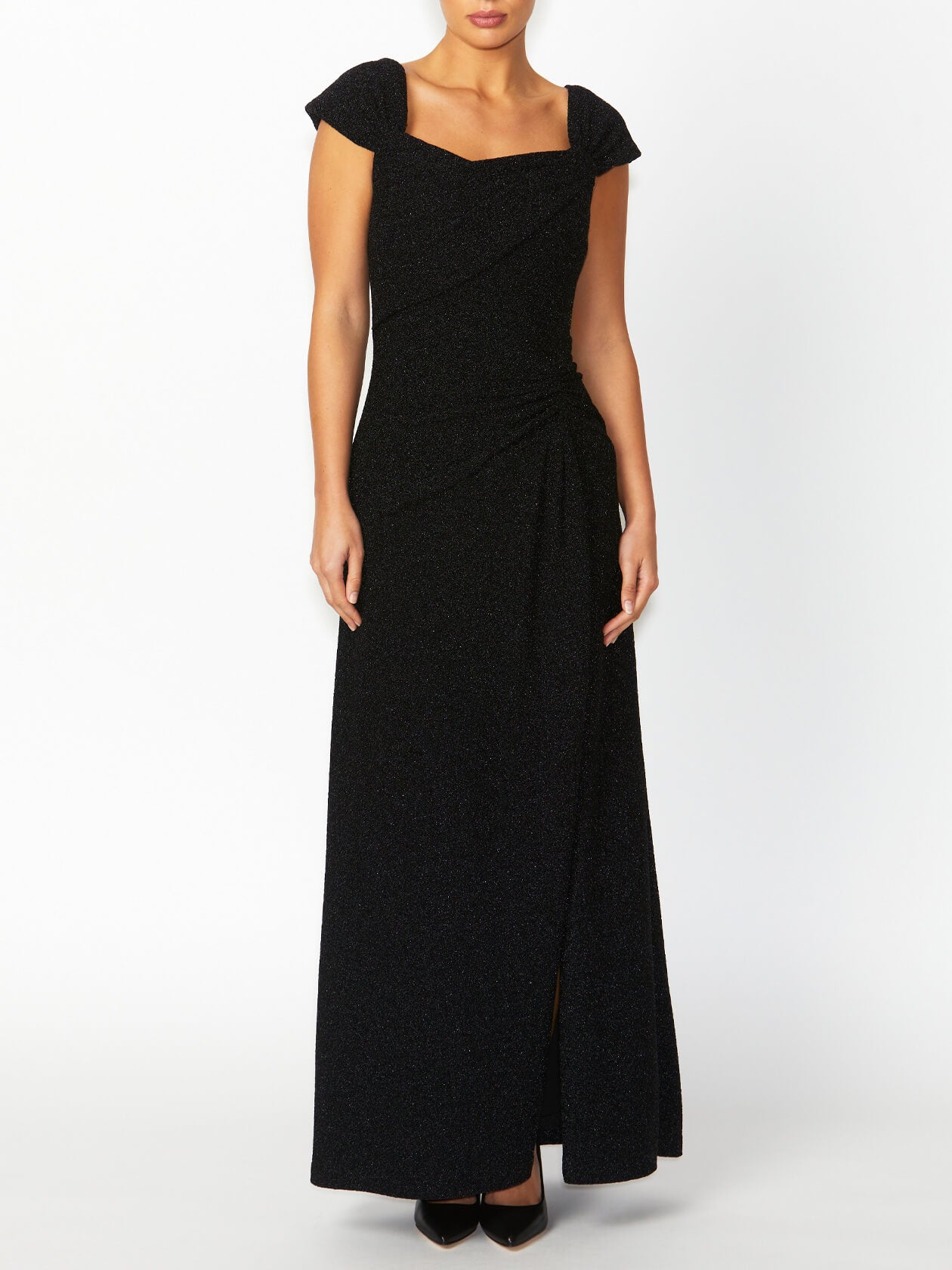 Women's Lurex Knit Floor Length Gown in Black | Sloane