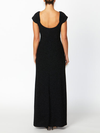 Women's Lurex Knit Floor Length Gown in Black | Sloane