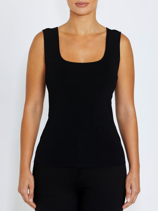 Women's Knit Stretch Easy Fit Top in Black | Milano