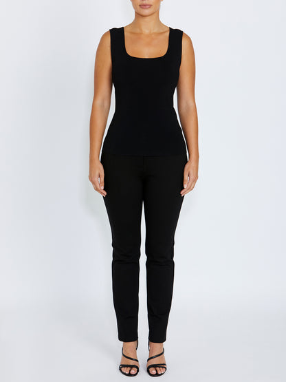 Women's Knit Stretch Easy Fit Top in Black | Milano