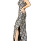 Aurelia Silver Stretch Lace Gown