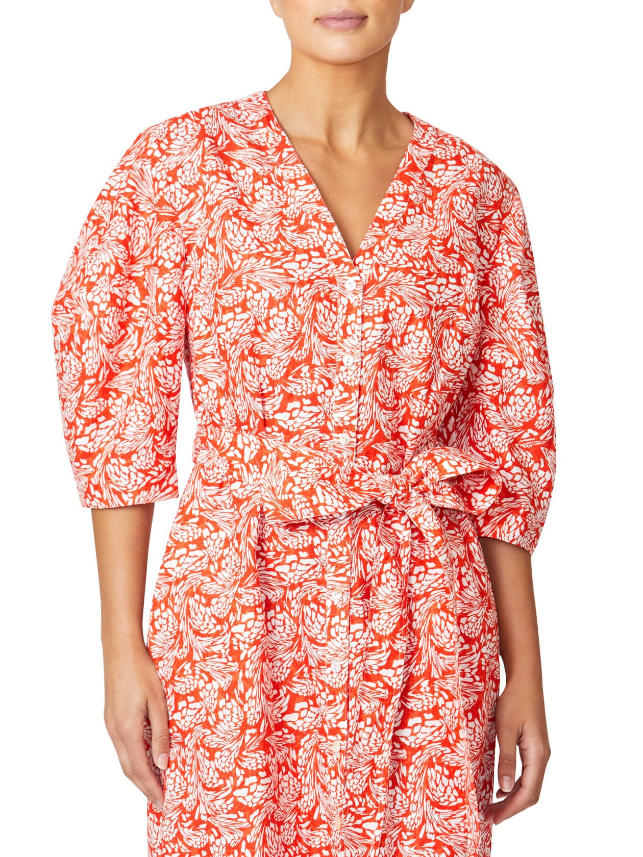 Women's Linen Shirtdress Dress in Orange | Kelly