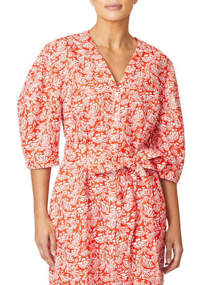 Women's Linen Shirtdress Dress in Orange | Kelly
