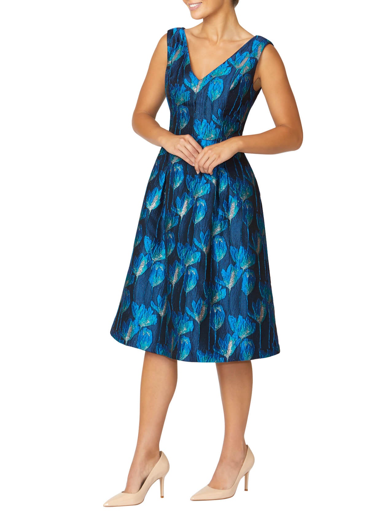 Avery Navy Jacquard Dress